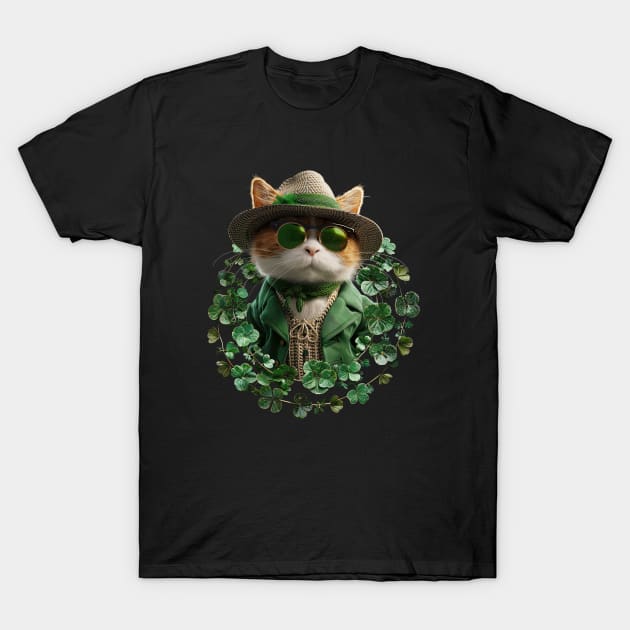 St Patricks Day Cat 4 T-Shirt by Puppy & cute